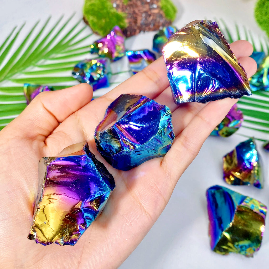 High-Quality Natural Aura Obsidian Raw Stone (Healing Gem)