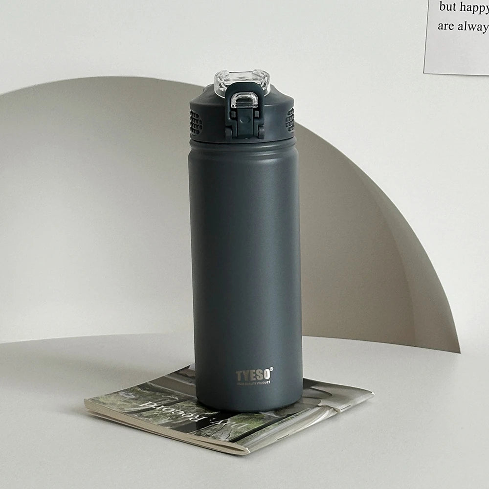 Double-Wall Thermal Water Bottle with Straw (600ml/750ml)Hot & Cold for 8-10 hours