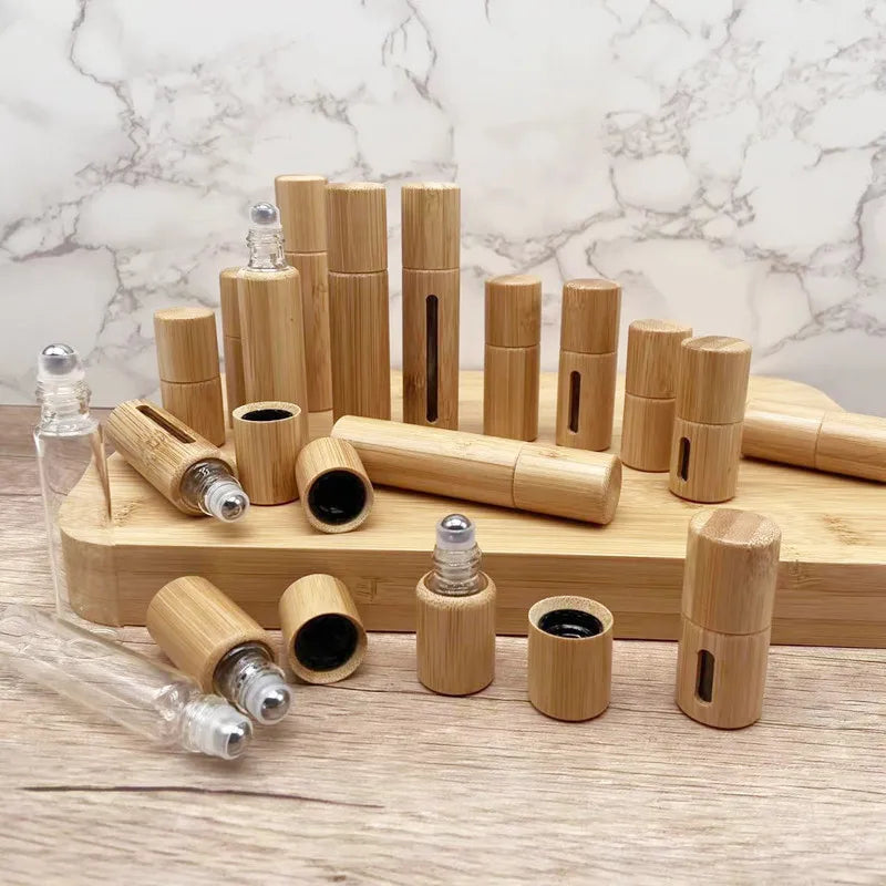 Bamboo Roller Bottle – 3/5/10ml Refillable Perfume & Oil Bottle