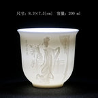Embossed Dragon & Phoenix Master Teacup (White Jade Porcelain)