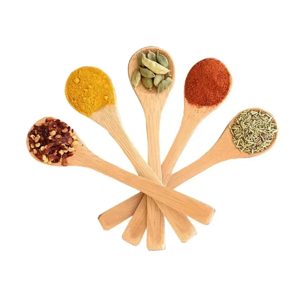 Wooden & Bamboo Tea Spoons – 1/6PCS Kitchen Serving Utensils