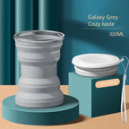 Heat-Resistant Silicone Folding Travel Mug with Lanyard