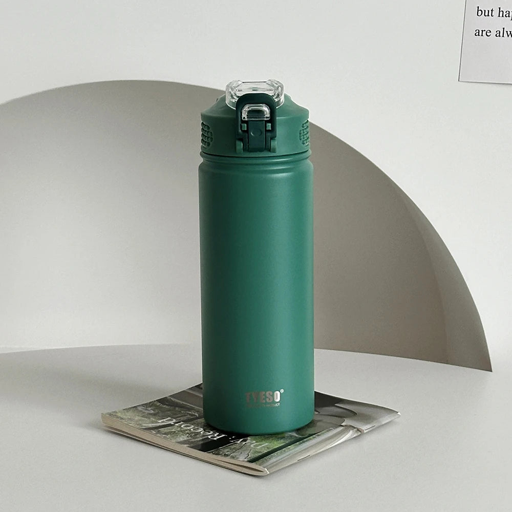 Double-Wall Thermal Water Bottle with Straw (600ml/750ml)Hot & Cold for 8-10 hours