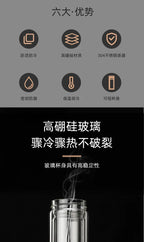 Stainless Steel Double-Wall Glass Tea Infuser Bottle with Bamboo Lid – 300/400/500ML