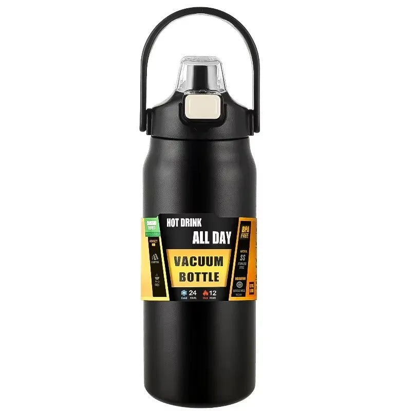 304 Stainless Steel Thermal Mug – Portable Insulated Water Bottle with Straw