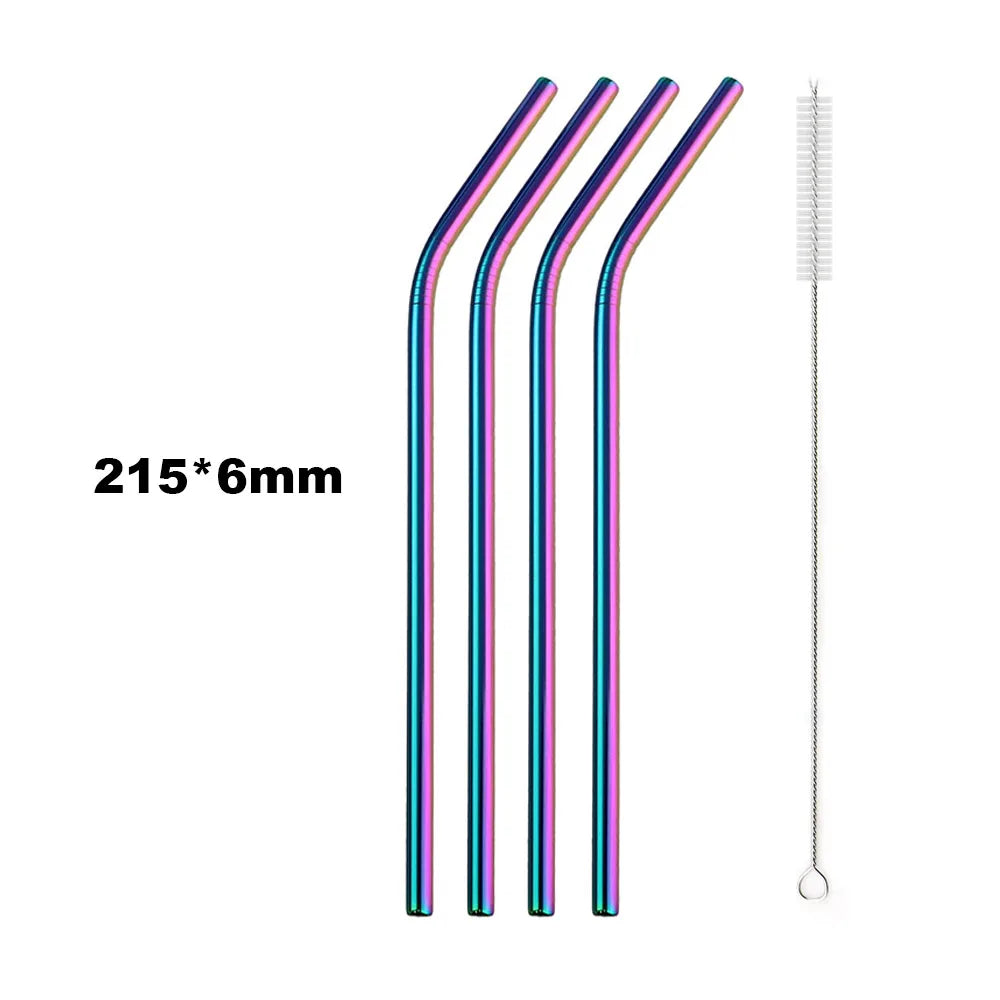 Reusable 304 Stainless Steel Drinking Straws with Cleaning Brush