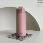 Double-Wall Thermal Water Bottle with Straw (600ml/750ml)Hot & Cold for 8-10 hours