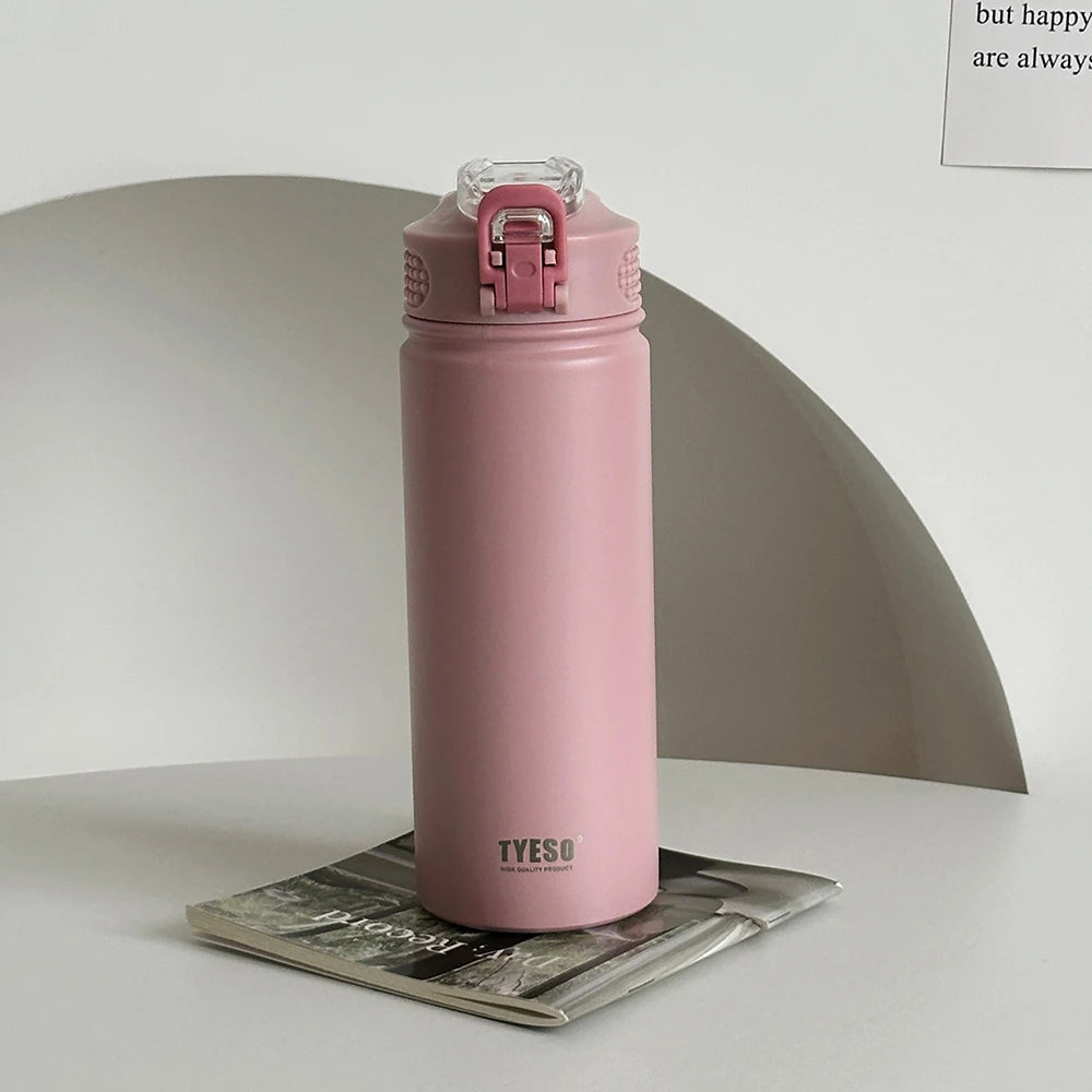 Double-Wall Thermal Water Bottle with Straw (600ml/750ml)Hot & Cold for 8-10 hours