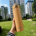 Double-Wall Thermal Water Bottle with Straw (600ml/750ml)Hot & Cold for 8-10 hours