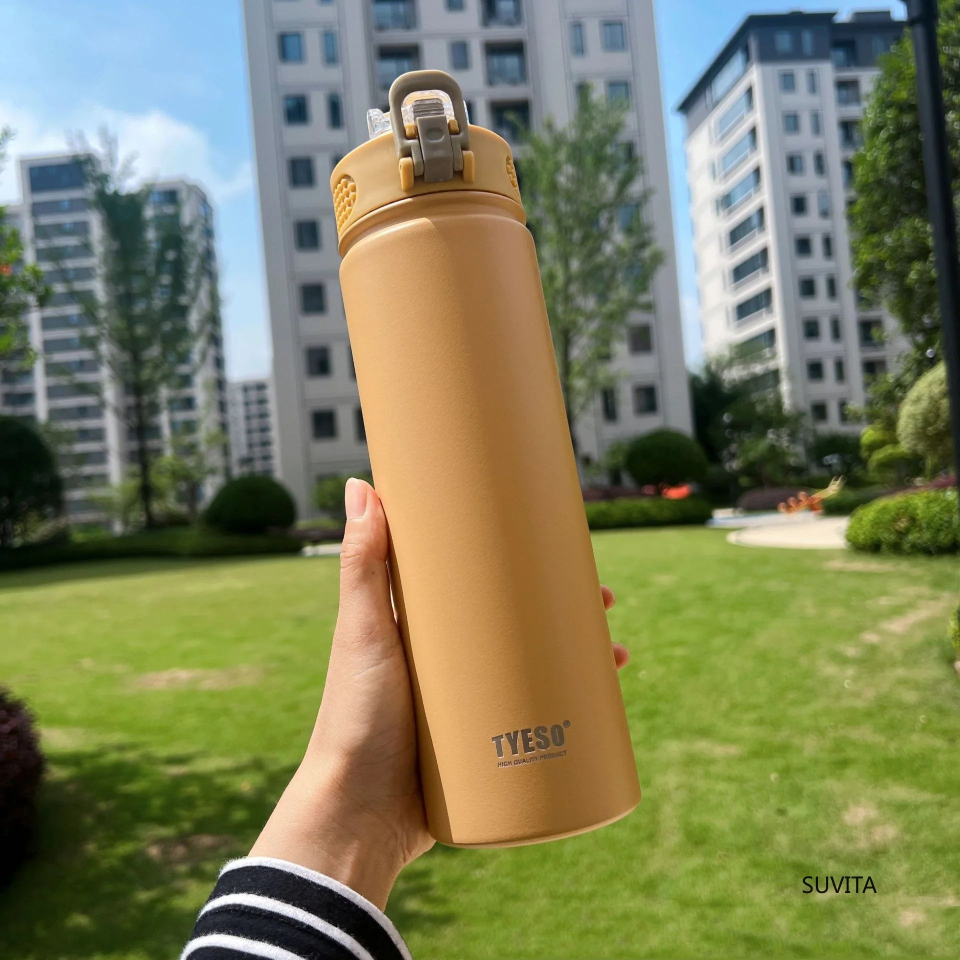 Double-Wall Thermal Water Bottle with Straw (600ml/750ml)Hot & Cold for 8-10 hours