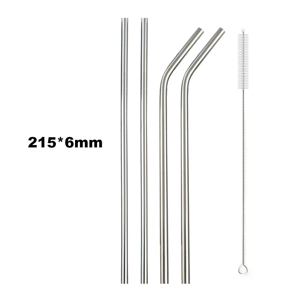 Reusable 304 Stainless Steel Drinking Straws with Cleaning Brush