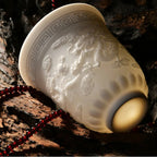 Embossed Dragon & Phoenix Master Teacup (White Jade Porcelain)