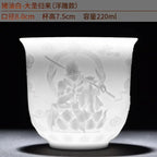 Embossed Dragon & Phoenix Master Teacup (White Jade Porcelain)
