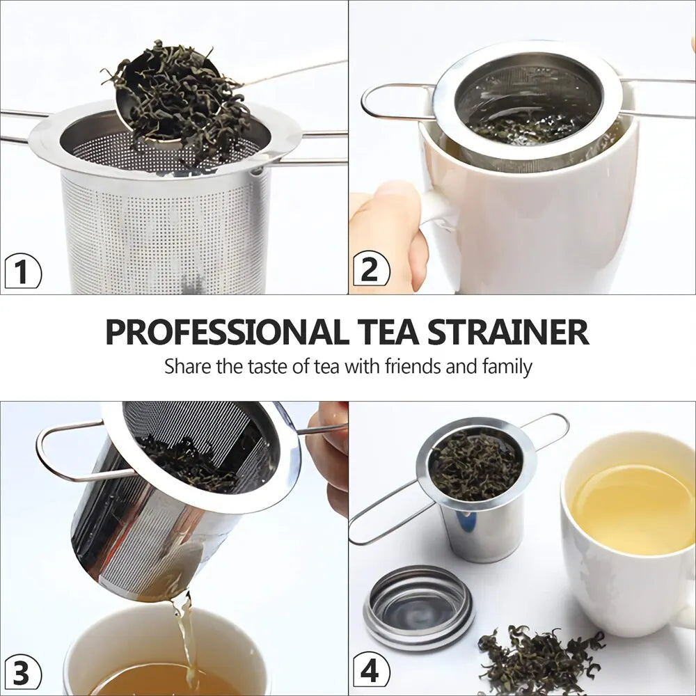 Stainless Steel Tea Infuser with Lid – Reusable Mesh Strainer for Teapots & Mugs