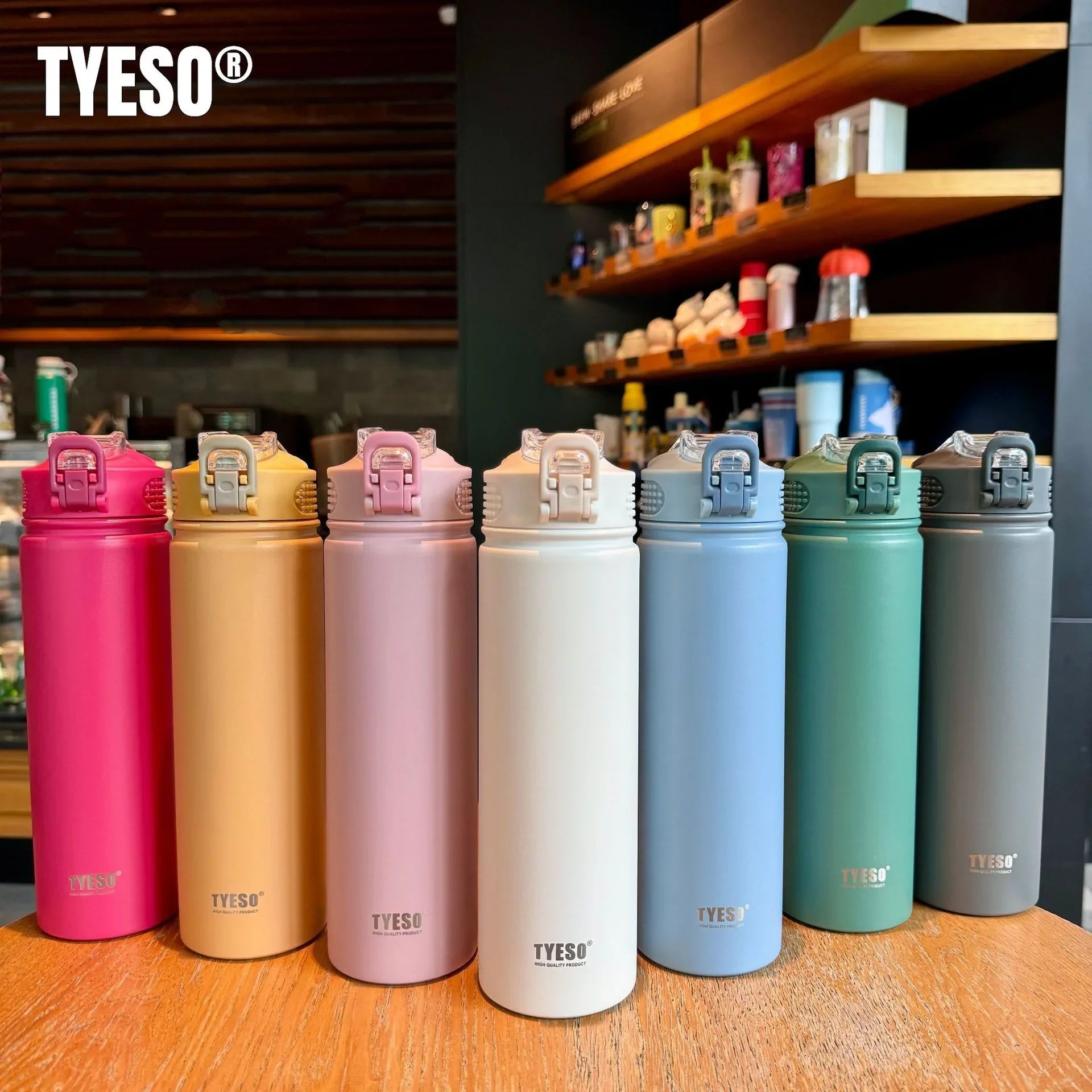 TYESO 600/750ML Stainless Steel Thermos Bottle with Straw – Insulated Sports Mug