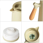 1L Double-Wall Thermos Kettle – Hot Water, Tea & Coffee Flask with Wooden Handle