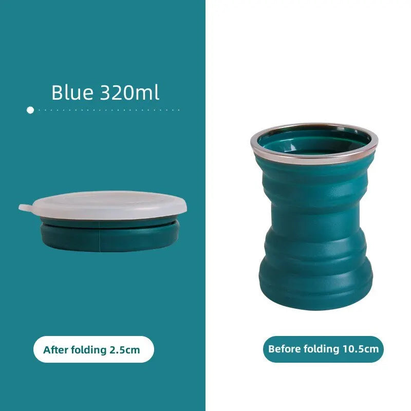 Heat-Resistant Silicone Folding Travel Mug with Lanyard