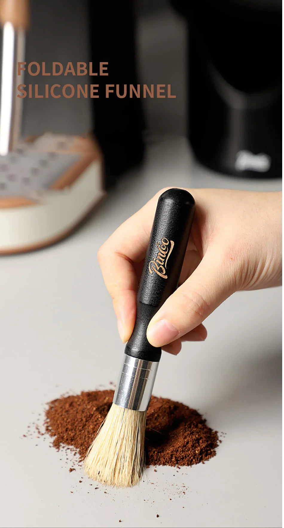 Retro Solid Wood Coffee Grinder Brush.