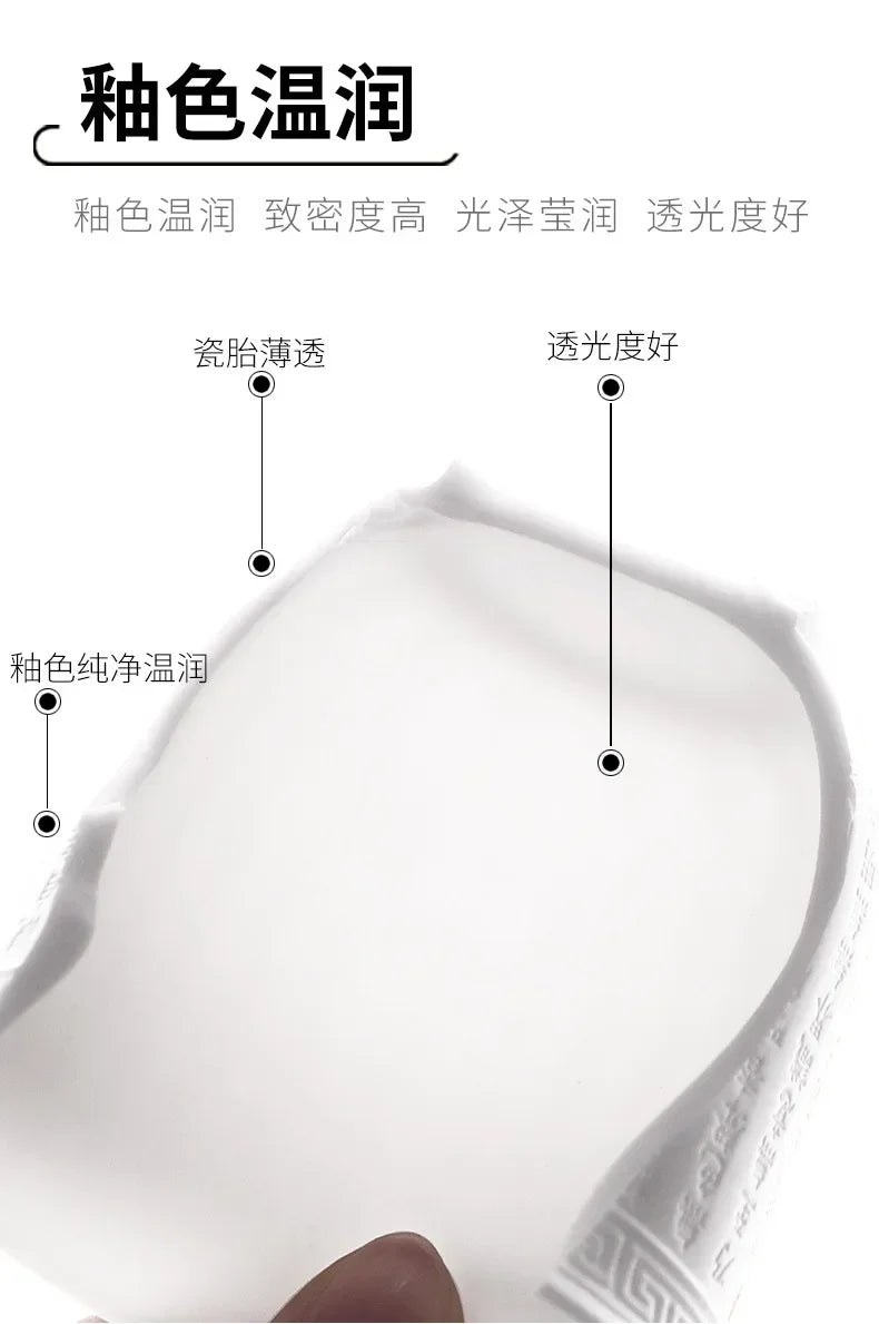 Embossed Dragon & Phoenix Master Teacup (White Jade Porcelain)