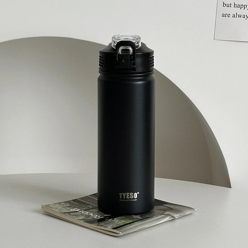 Double-Wall Thermal Water Bottle with Straw (600ml/750ml)Hot & Cold for 8-10 hours