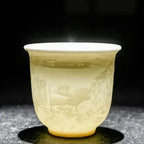 Embossed Dragon & Phoenix Master Teacup (White Jade Porcelain)