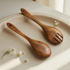 Long Natural Wood Non-Stick Cooking Spoon | Heat-Resistant Kitchen Utensil