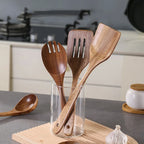 Long Natural Wood Non-Stick Cooking Spoon | Heat-Resistant Kitchen Utensil