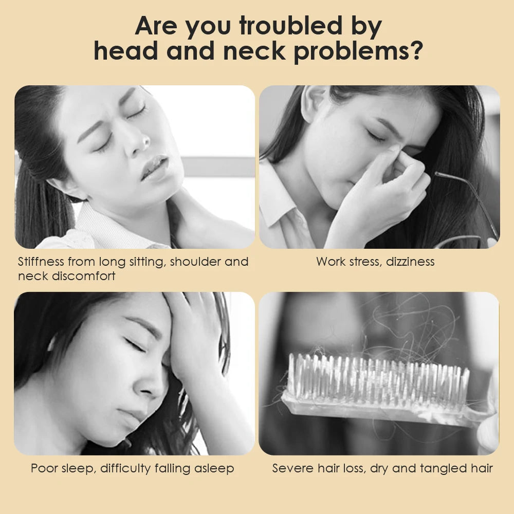 Wooden 6-Claw Head Massager and Meridian Comb