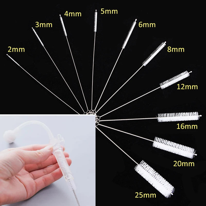 11-Piece Bottle Cleaning Brush Set – Reusable Nylon & Stainless Steel Tools