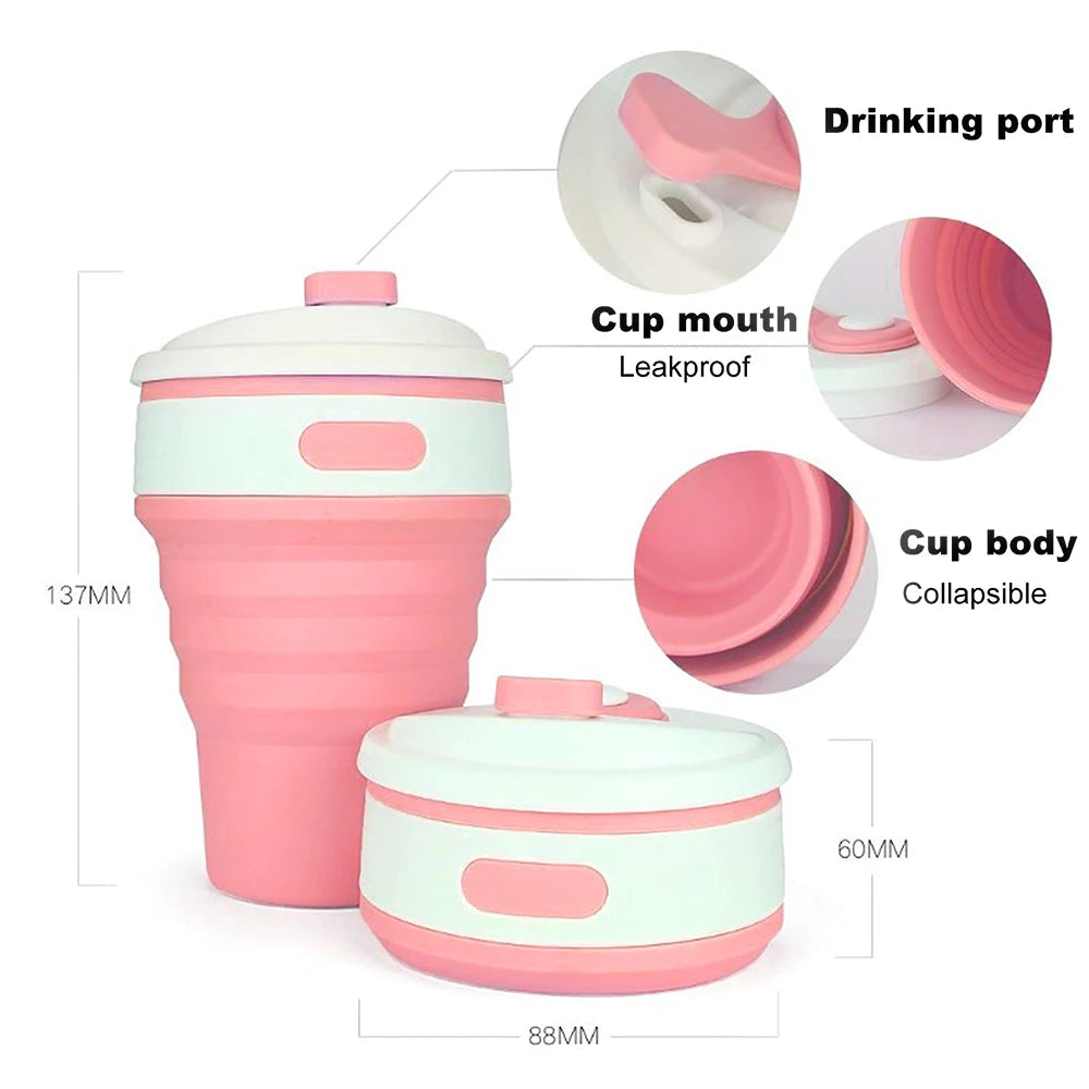 Portable Collapsible Silicone Travel Cups (350ml & 500ml)