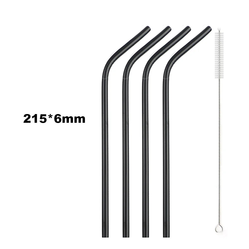 Reusable 304 Stainless Steel Drinking Straws with Cleaning Brush