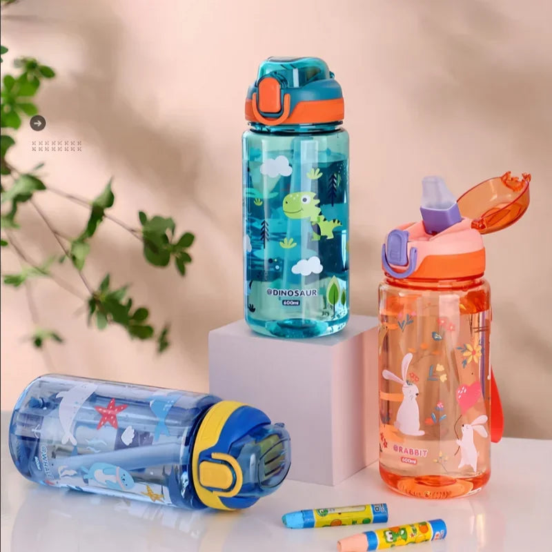600ml Kids' Leakproof Water Bottle (Dinosaur)