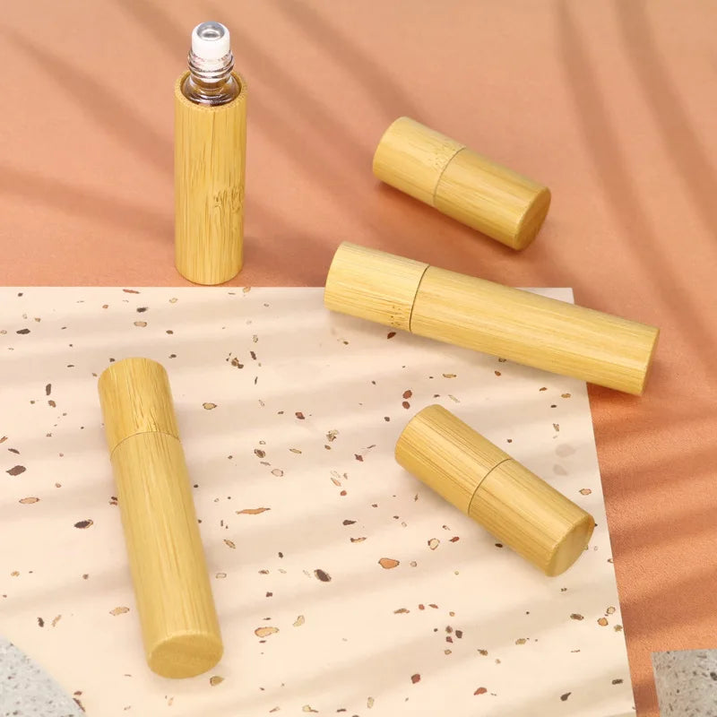 Bamboo Roller Bottle – 3/5/10ml Refillable Perfume & Oil Bottle