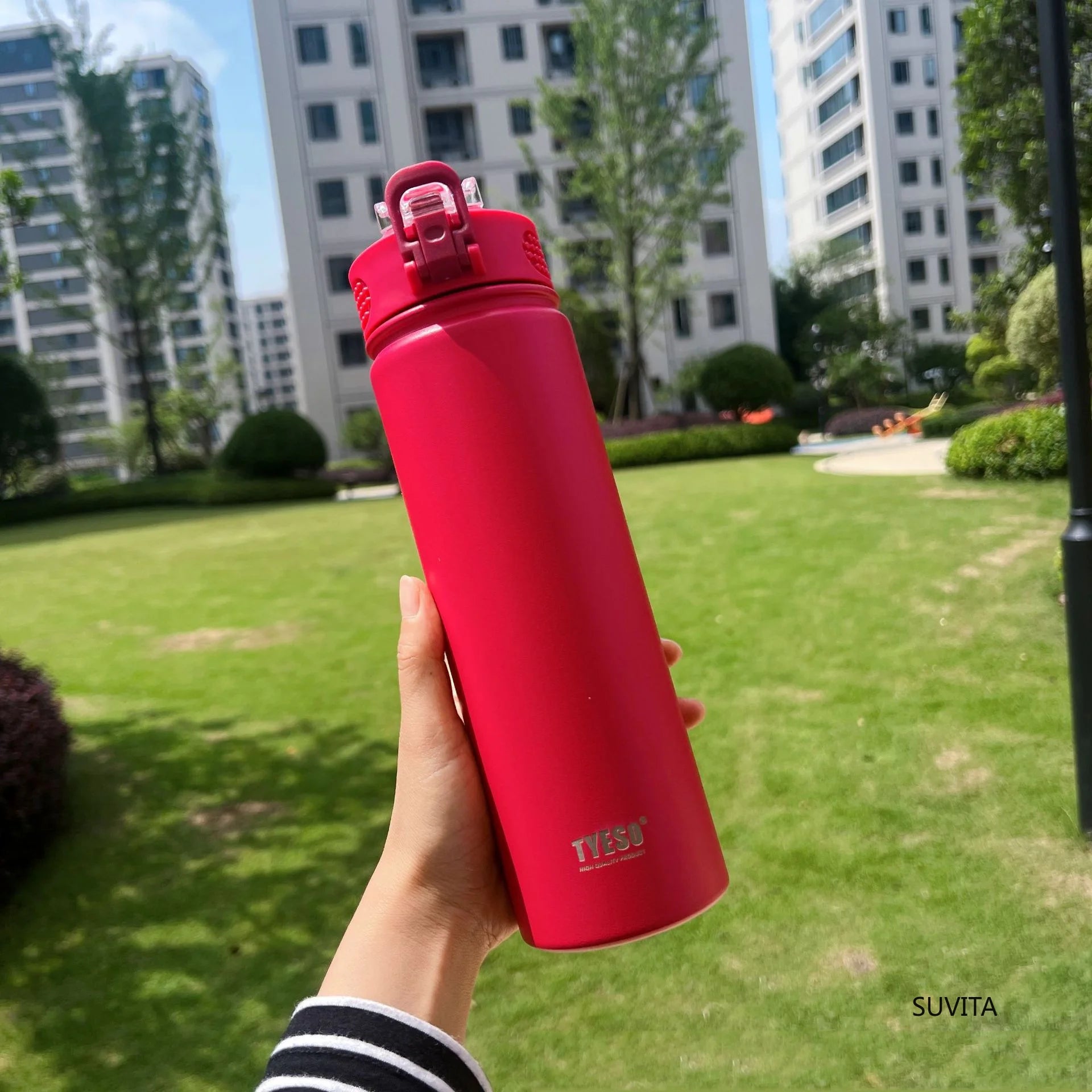 Double-Wall Thermal Water Bottle with Straw (600ml/750ml)Hot & Cold for 8-10 hours