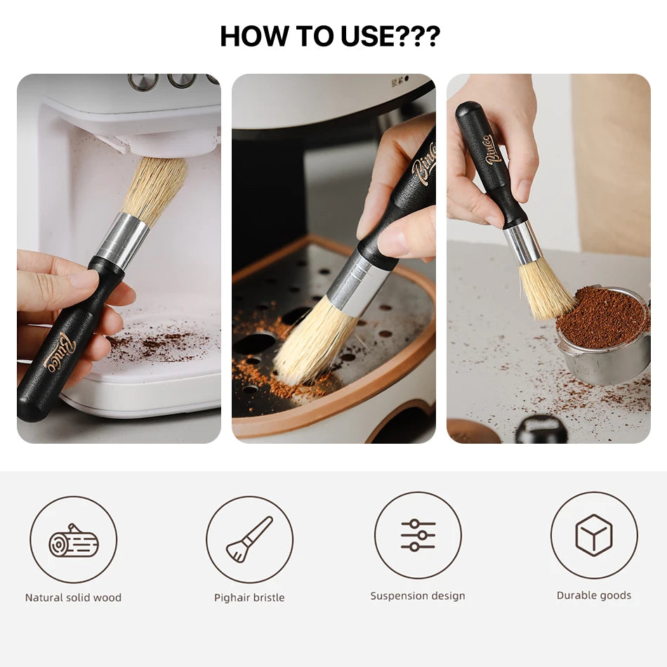 Retro Solid Wood Coffee Grinder Brush.