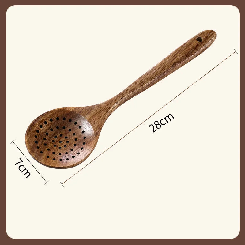 Long Natural Wood Non-Stick Cooking Spoon | Heat-Resistant Kitchen Utensil