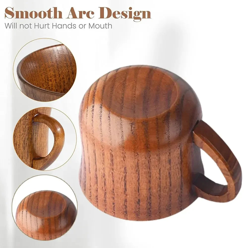 130ml Solid Wood Tea Cup with Handle – Wooden Water & Kitchen Cup