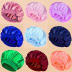 Solid Color Satin Wide-Brimmed Shower Cap