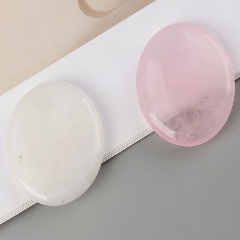 Natural Amethyst & Rose Quartz Worry Stone (Meditation & Relaxation)