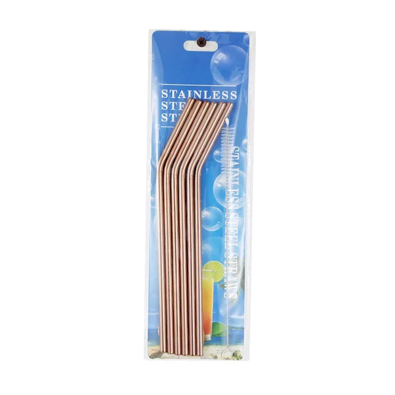 6-Piece Reusable Metal Straw Kit