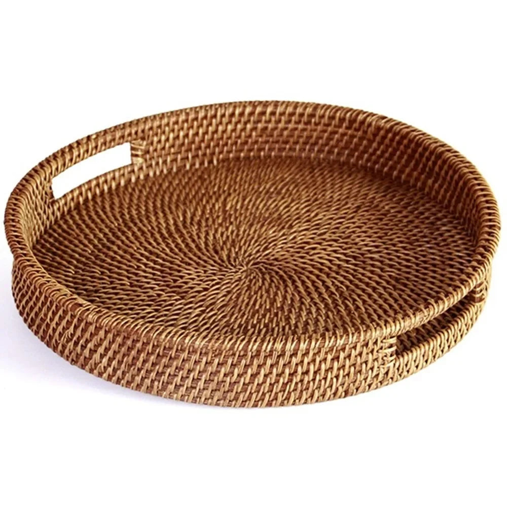 Handwoven Rattan Serving & Storage Basket