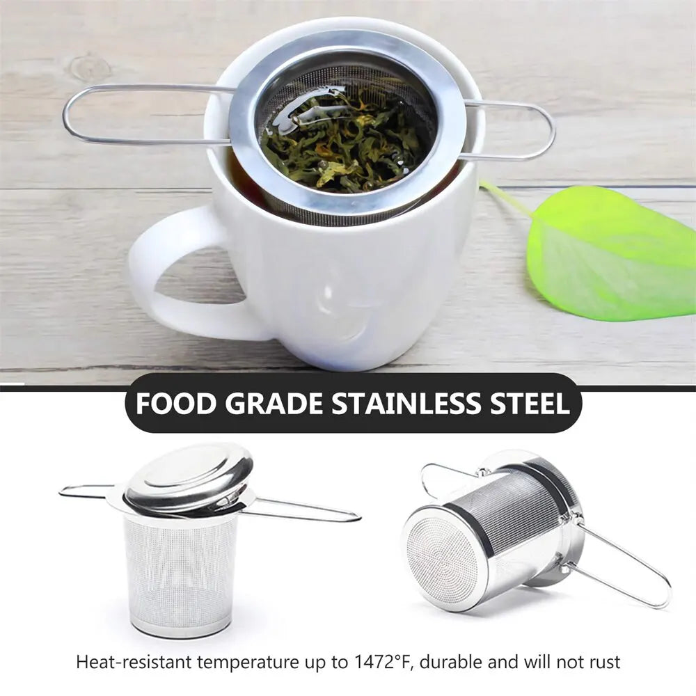 Stainless Steel Tea Infuser with Lid – Reusable Mesh Strainer for Teapots & Mugs