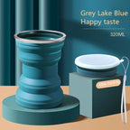 Heat-Resistant Silicone Folding Travel Mug with Lanyard