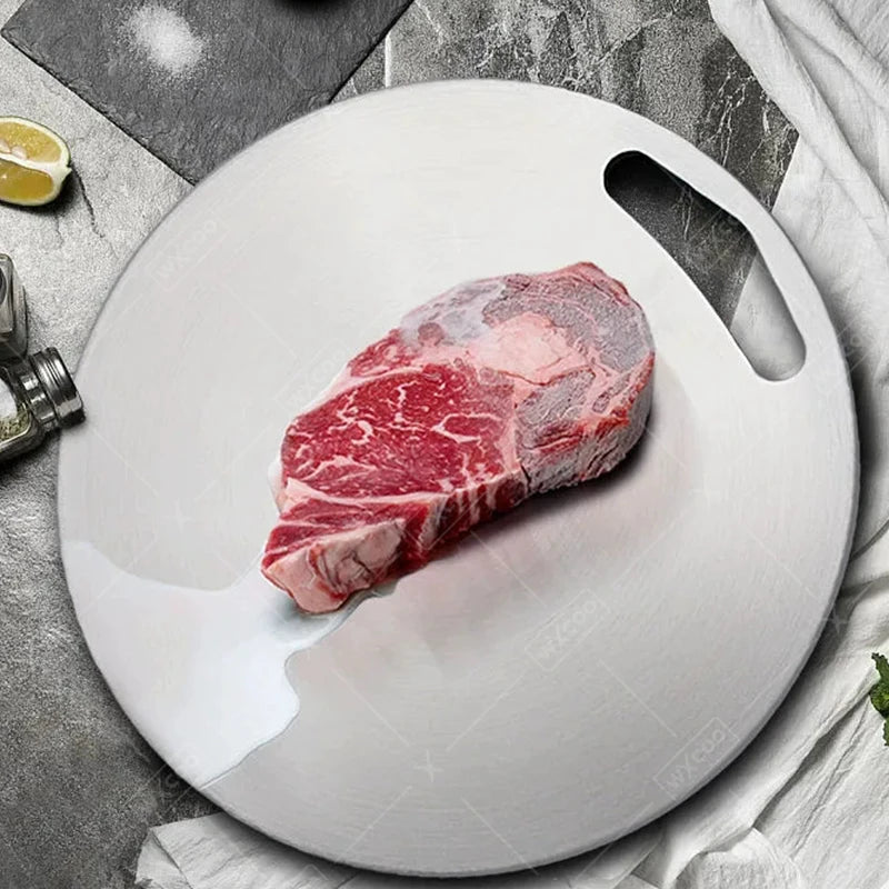 Dual-Sided Stainless Steel & Bamboo Cutting Board