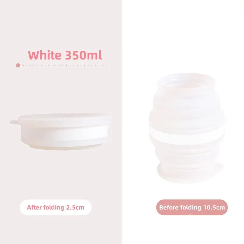 Heat-Resistant Silicone Folding Travel Mug with Lanyard