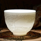 Embossed Dragon & Phoenix Master Teacup (White Jade Porcelain)