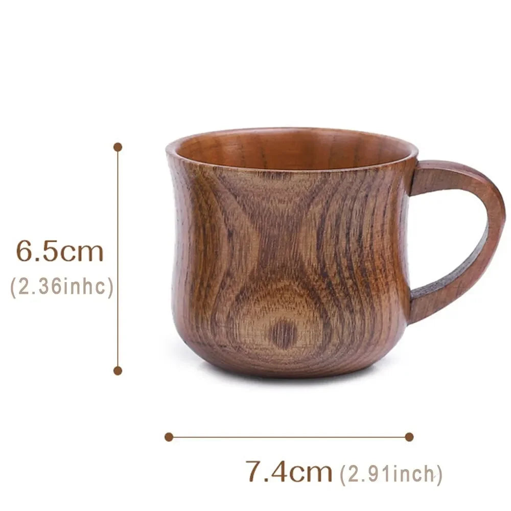 130ml Solid Wood Tea Cup with Handle – Wooden Water & Kitchen Cup