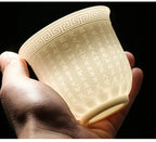 Embossed Dragon & Phoenix Master Teacup (White Jade Porcelain)