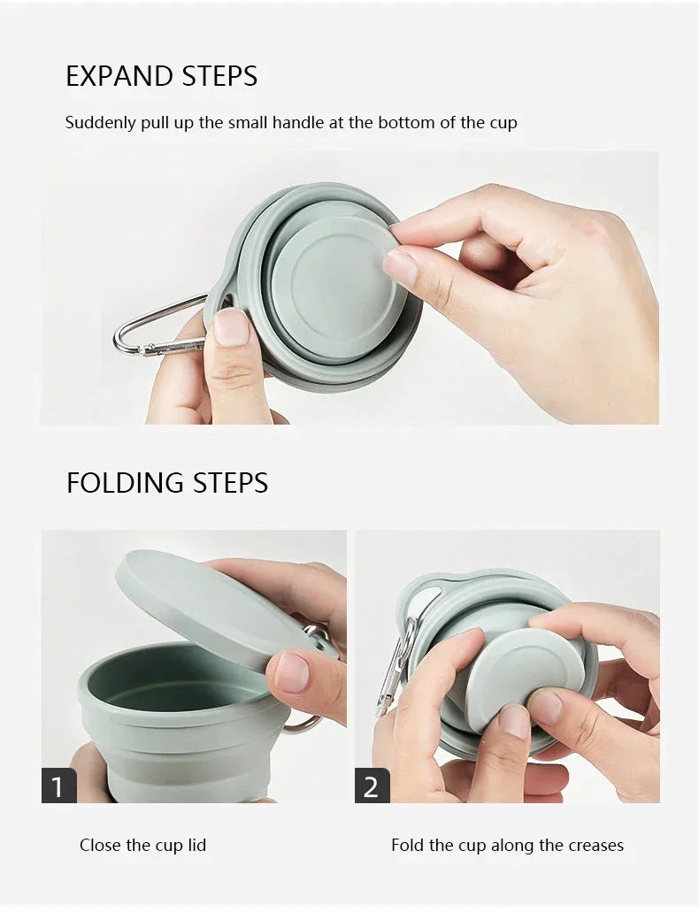 Collapsible Silicone Travel Cup with Hanging Hole