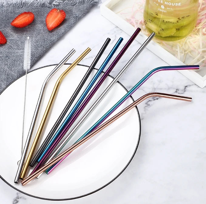 6-Piece Reusable Metal Straw Kit